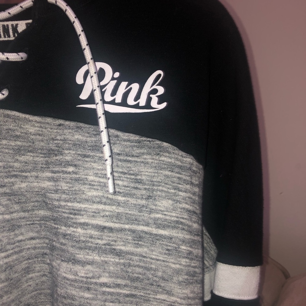 PINK VS lace  up sweatshirt